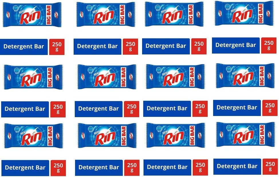 Rin Detergent Bar - 250 g (Pack of 12)