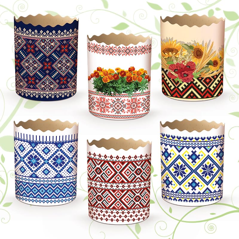 6pcs Baking Paper Molds for Easter Bread Cakes Panettone Paska Vyshyvanka (70x85 mm)