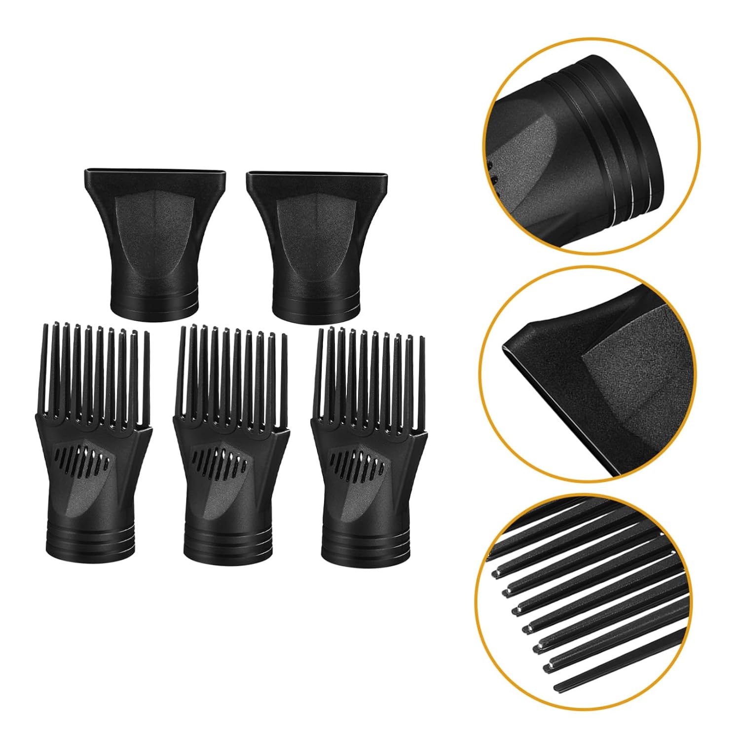 Portable Hair Dryer Nozzle and Comb Attachment Plastic Material 4cm to 4.6cm with Universal Interface 5pcs Efficient Drying and Hair Protection for Travel and Hairdressing Use