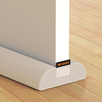 MAGZO Door Draft Stopper, 30 Inch Adjustable Under Door Gap Filler, Fits 26'' - 30'' Bottom Widths, Seals Gaps up to 1.7, Soundproof Sweep Blocks Air, Noise, Light, Dust- White