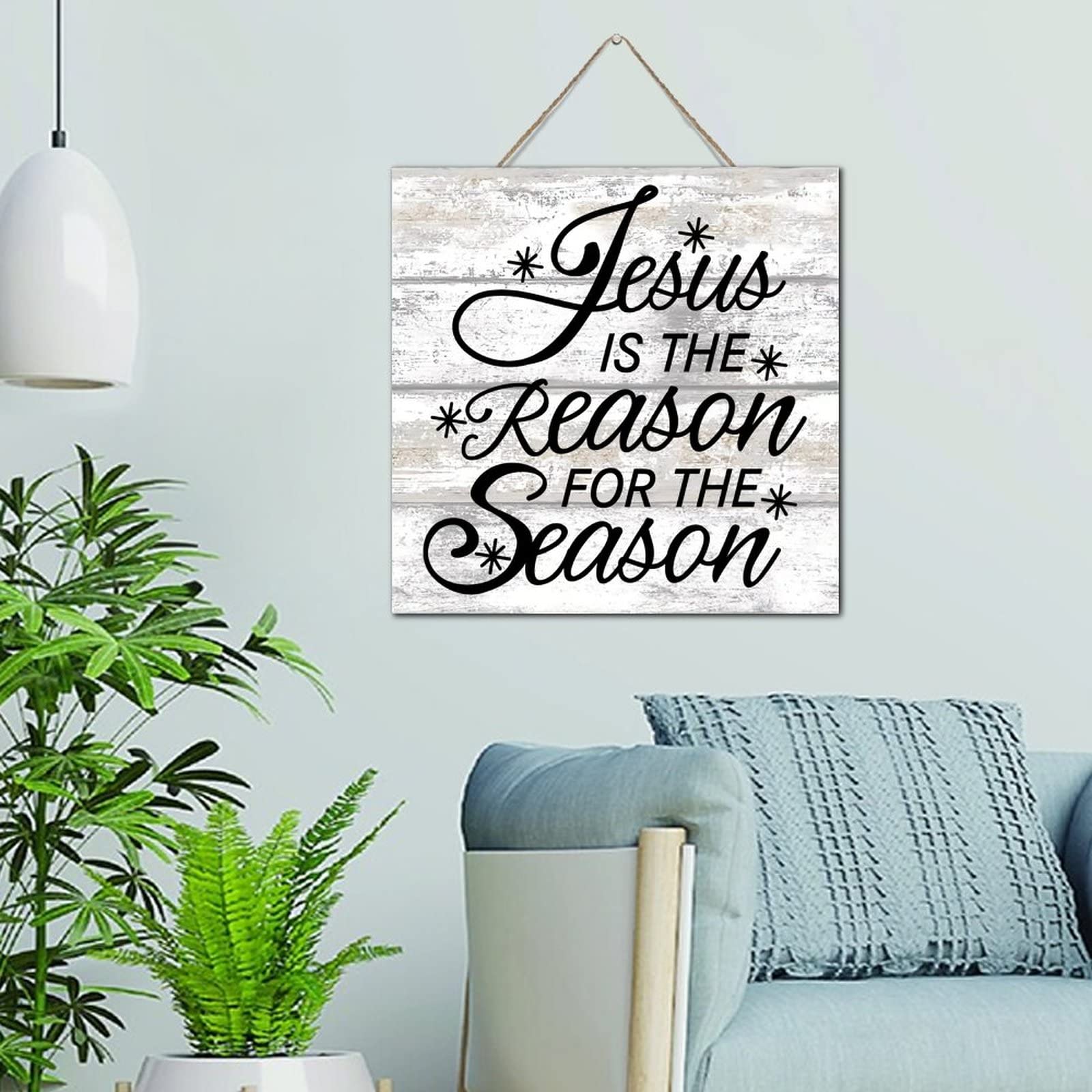 Panneau en bois Jesus Is The Reason Cadeau plaque rustique Noël