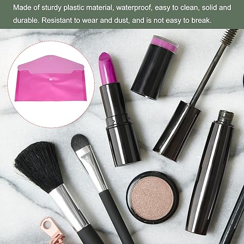 Miniatura 4 de YOKIVE Paquete de 12 carpetas de archivos, sobre transparente de archivos A4, bolsillos de plástico para documentos con botón a presión, ideal para