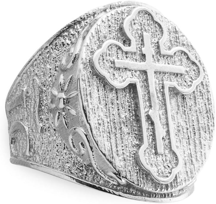 Religious Jewelry Men's Bold 925 Sterling Silver Celtic Cross Trinity Knot Ring (Size 8)