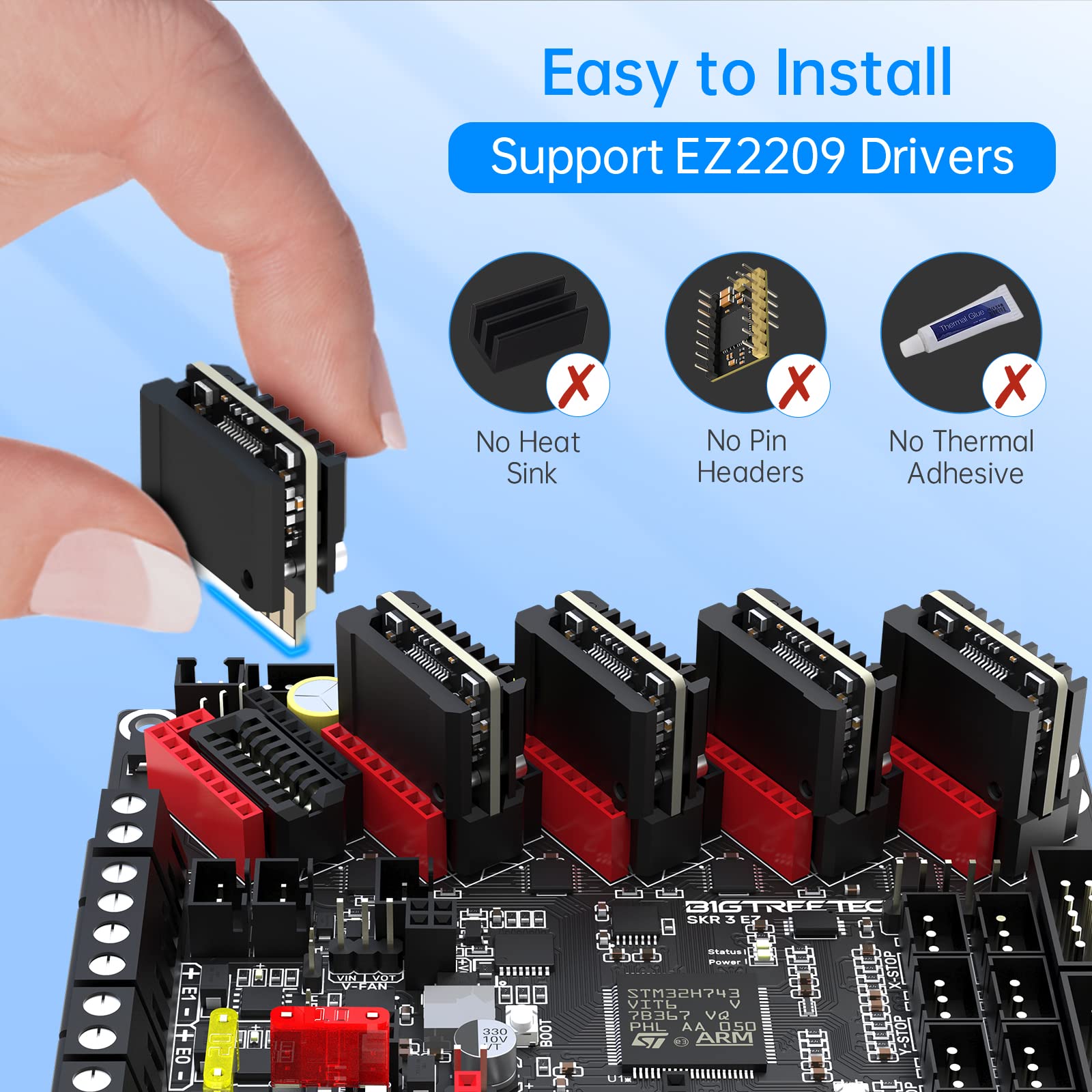 BIGTREETECH SKR 3 EZ Scheda Madre Silenziosa 48V Supporto Stampa ad Alta Velocità Marlin e Firmware Klipper Compatibile con EZ2209 EZ5160 TMC5160 TMC2209 Driver per Scheda di Controllo Stampante 3D