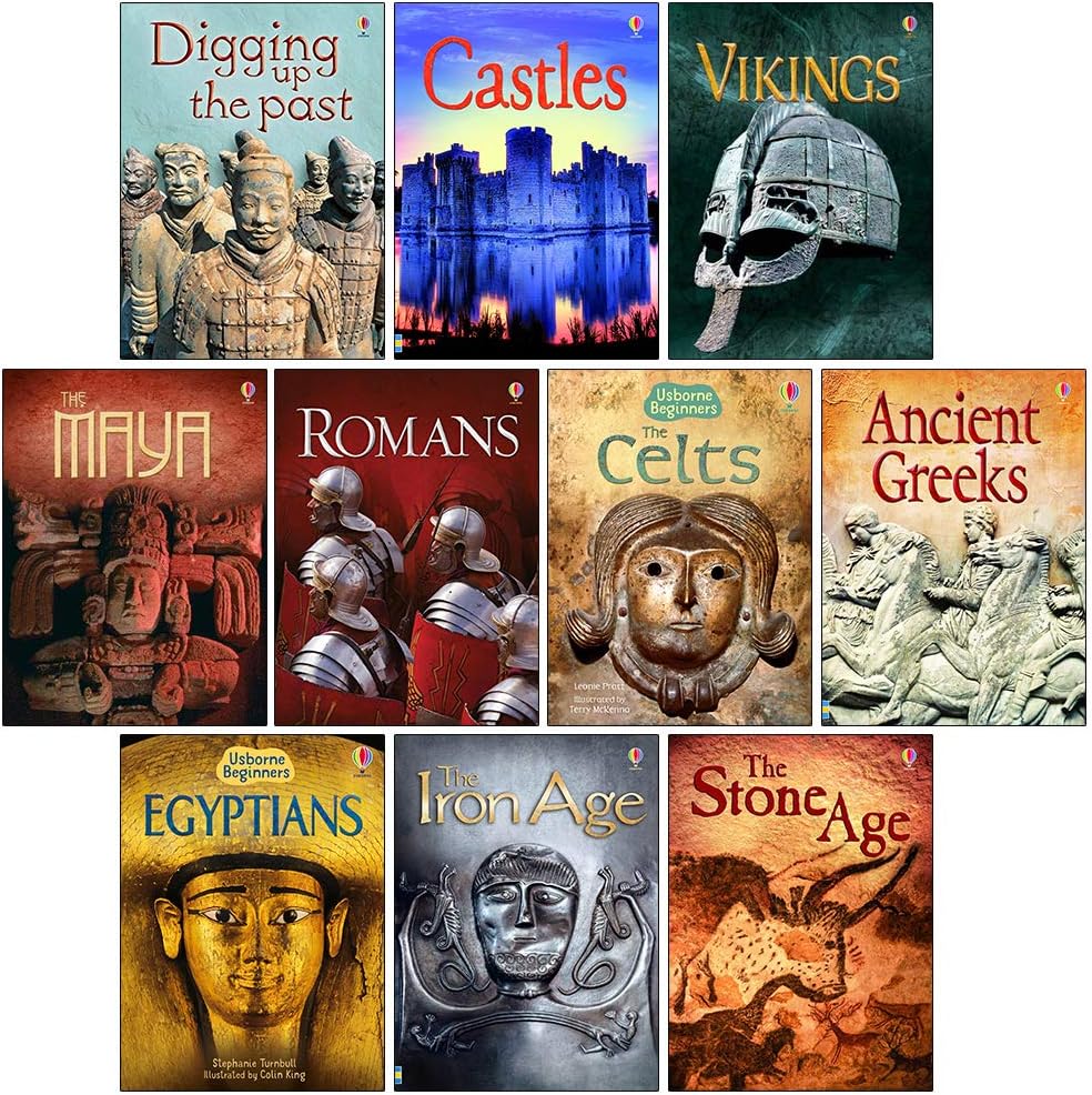 Usborne Beginners History 10 Books Set (Castles, Vikings, Romans, The Celts, Anicent Greeks, Egyptians & MORE!)