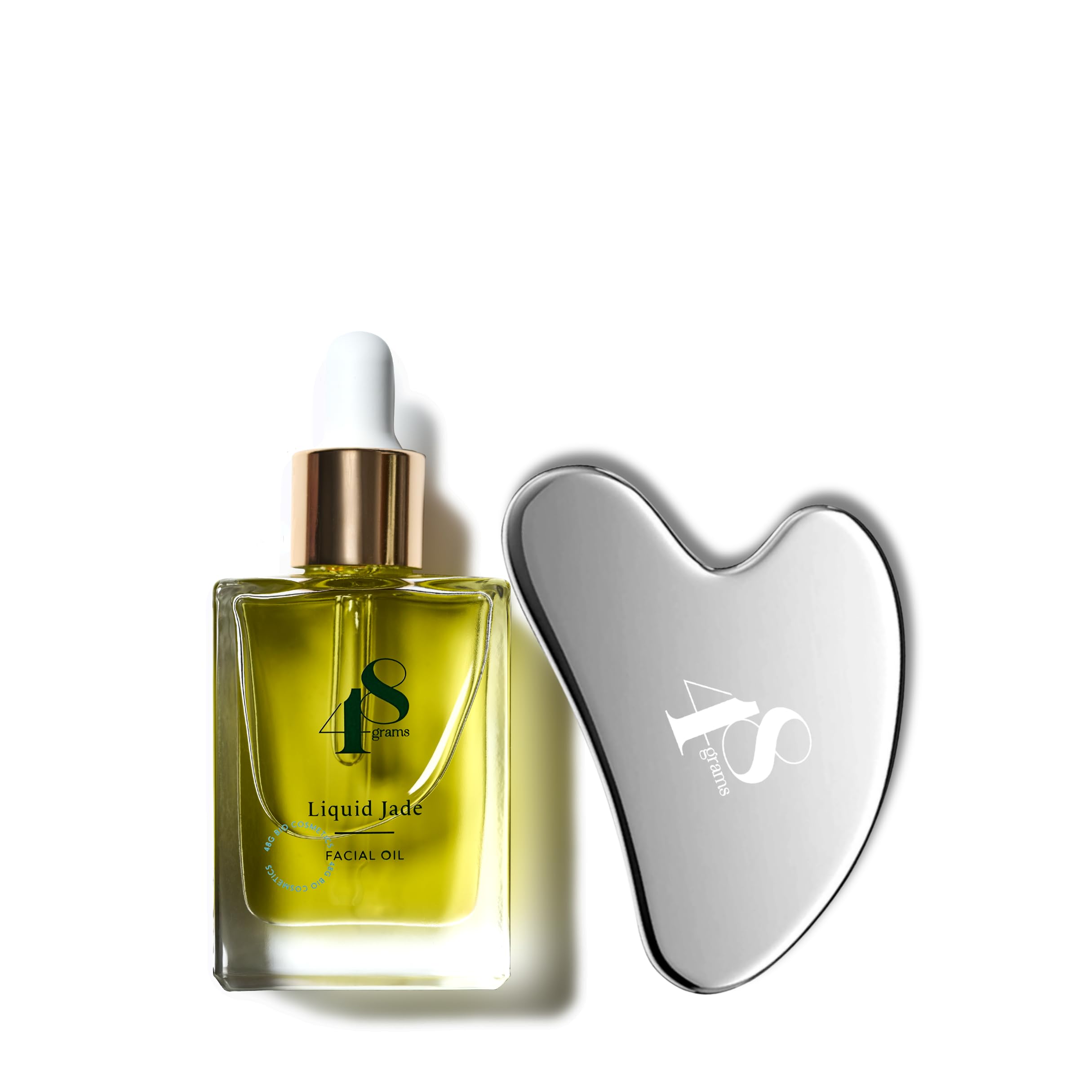 Liquid Jade Massage Set – Tamanu Öl & Edelstahl Gua Sha – Regenerierende Gesichtsmassage für Sensible & Unreine Haut – Lymphfluss, Kontur & Antibakteriell