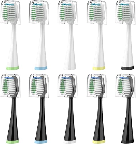 Cabezales de cepillo de repuesto para AquaSonic Duo Series & Home Dental Center Cepillo de dientes eléctrico sónico, 10 unidades con fundas de