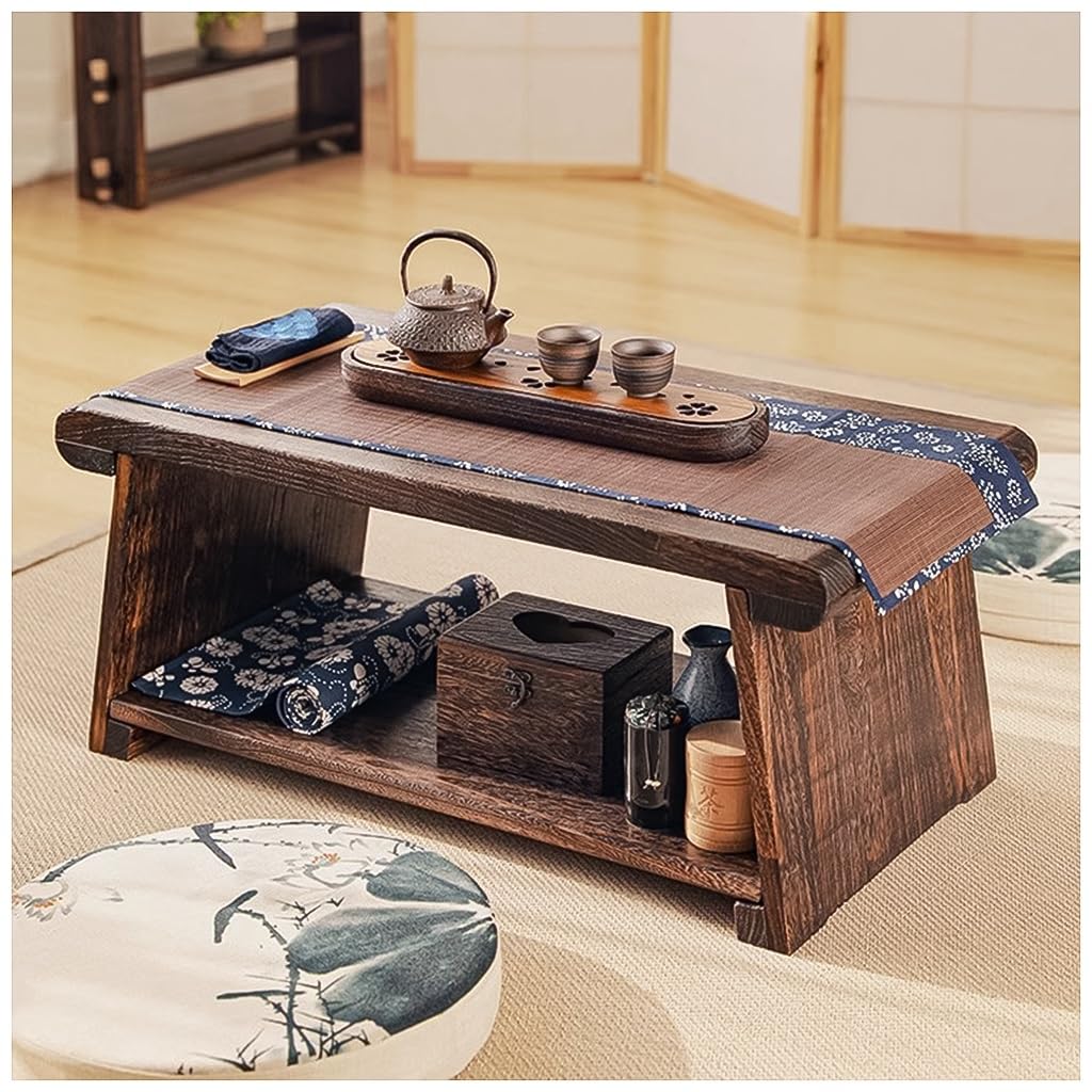 Table basse japonaise pliante de sol et table de balcon en bois marron