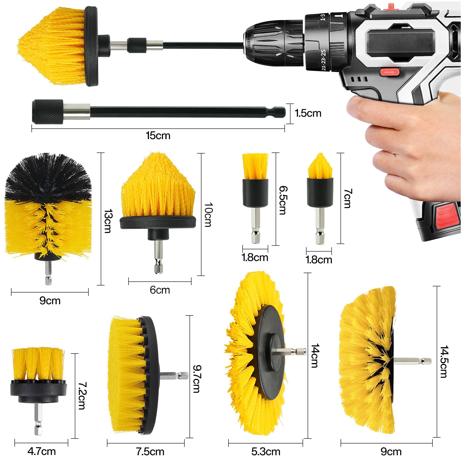 Set Spazzole Per Trapano MWZEAUL - 13 Pezzi, Per Pulizia Casa, Auto, Piastrelle - Foto 4