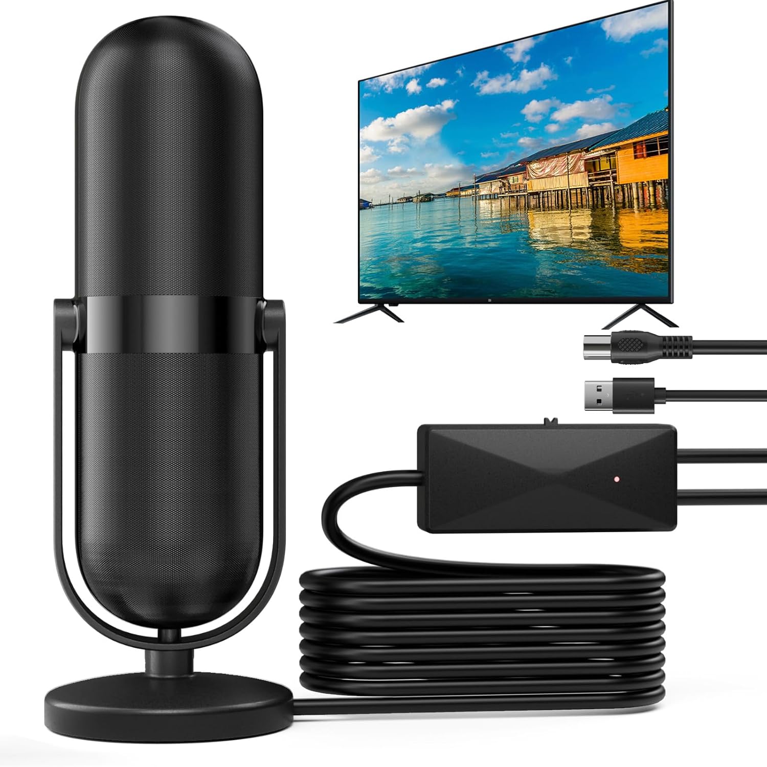 Diswoe TV Aerial, Indoor TV Aerial for Smart TV with Signal Booster