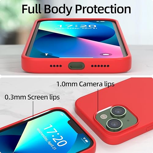 Miniatura 10 de Funda para iPhone 13, funda de silicona líquida, protección de cuerpo completo de grado militar, forro de microfibra resistente a los arañazos,