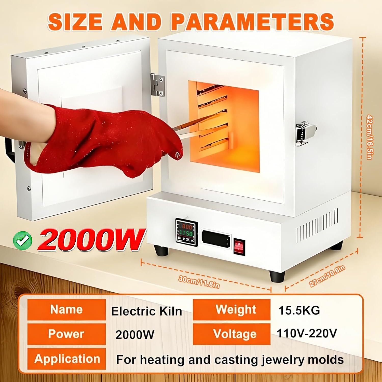 Four électrique De 2000 W pour La Cuisson Et La Trempe des Métaux Jusqu'à 1150 ℃, Four à Moufle Fermé pour Laboratoire, pour Moulage De Cire, Modelage d'argile, Trempage des Métaux