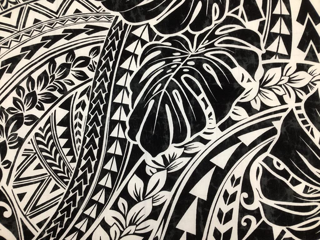 Amazon.com: Black & White Tribal with Monstera Leaf Poly Cotton