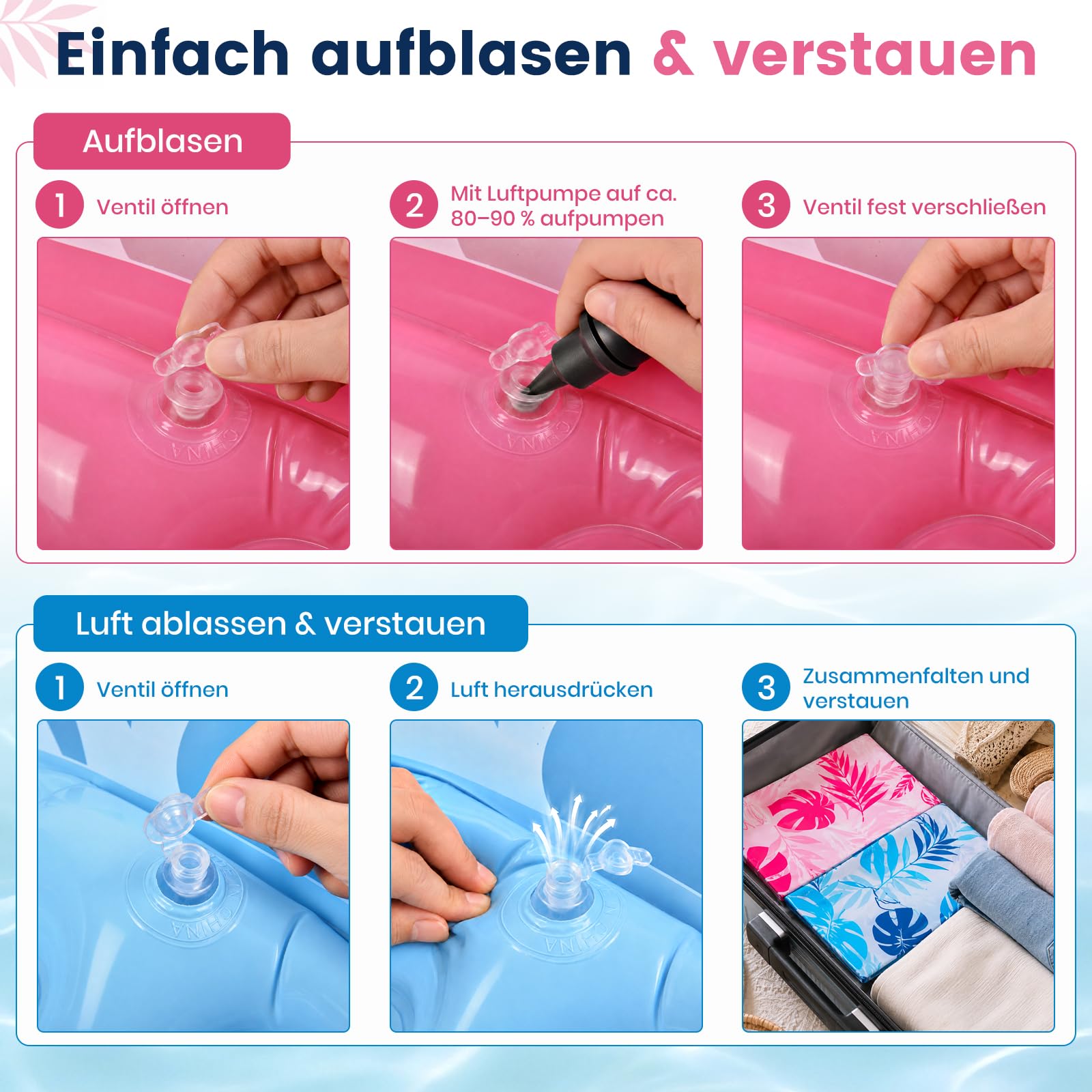 Colchón de aire para piscina, juguete de agua para adultos - Sillón portavasos | Hamaca hinchable para piscina, 2 unidades, color azul y rosa