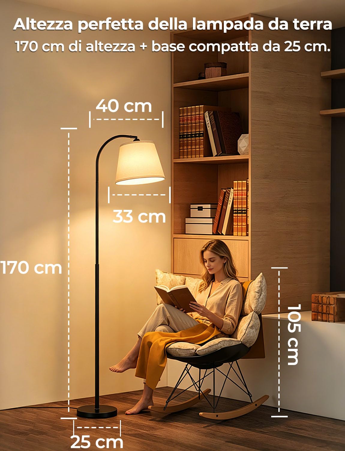 Piantana Lampada da Terra ad Arco Salotto LED Moderna Intelligente RGB,170CM Doppio Controllo con Interruttore a Piede e App, Lampadina Dimmerabile,CRI92, 2700-6000K, 10W 1200LM,per Soggiorno e Camera