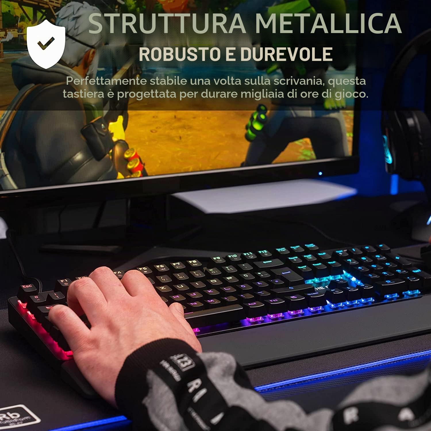 The G-Lab - Keyz Rubidium - Tastiera Meccanica da Gioco - AZERTY, Alte Prestazioni, RGB 100% Personalizzabile, Anti-Ghosting, Poggiapolsi - Compatibile con PC, PS4, PS5, Xbox - Nuovo