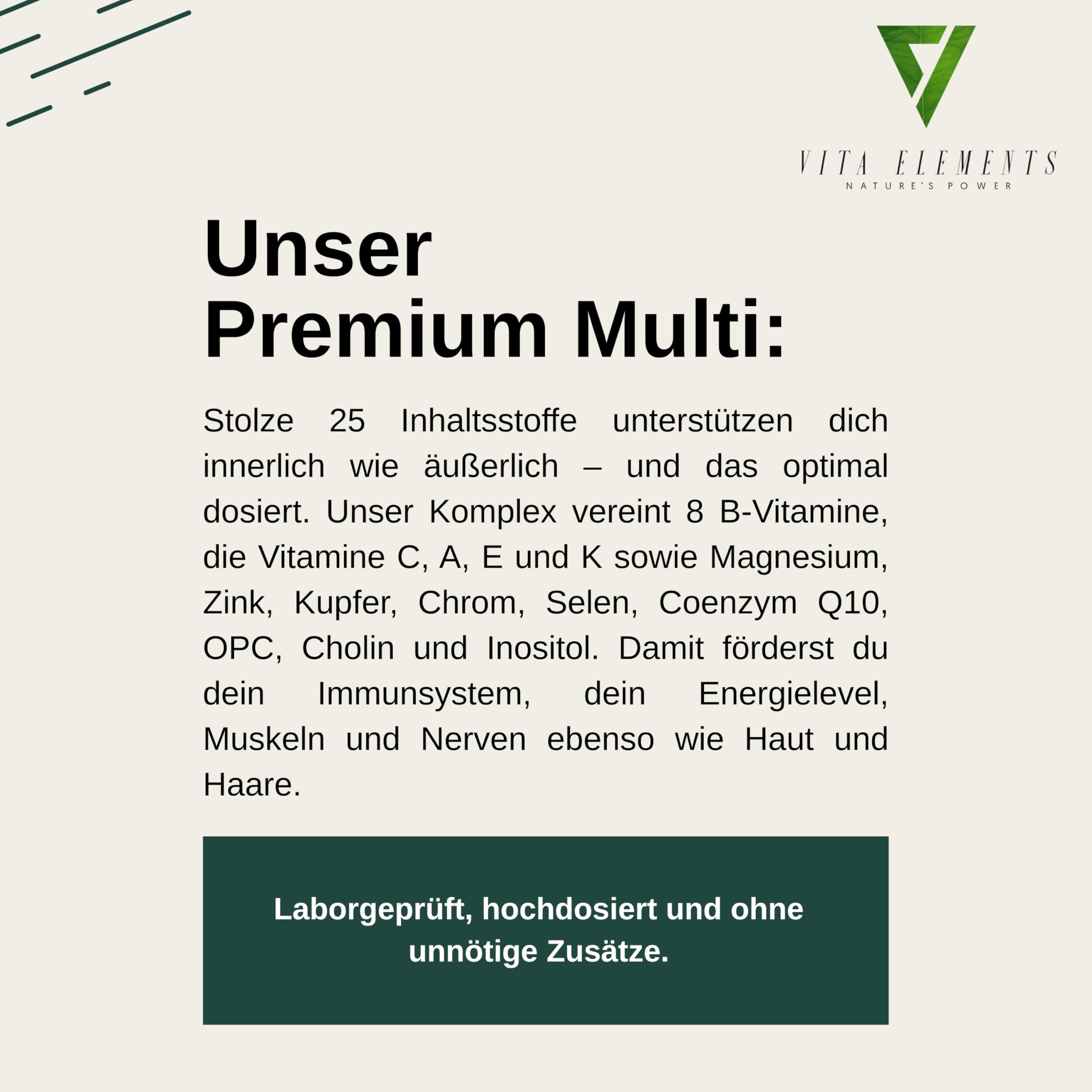 Vita Elements Complejo Multivitamínico - 180 Cápsulas - 21 Nutrientes Esenciales de la A a la Z - 3 Meses de Suministro - Formas Bioactivas - Sin Aditivos - Alta Dosis - Probado en Laboratorio (5)