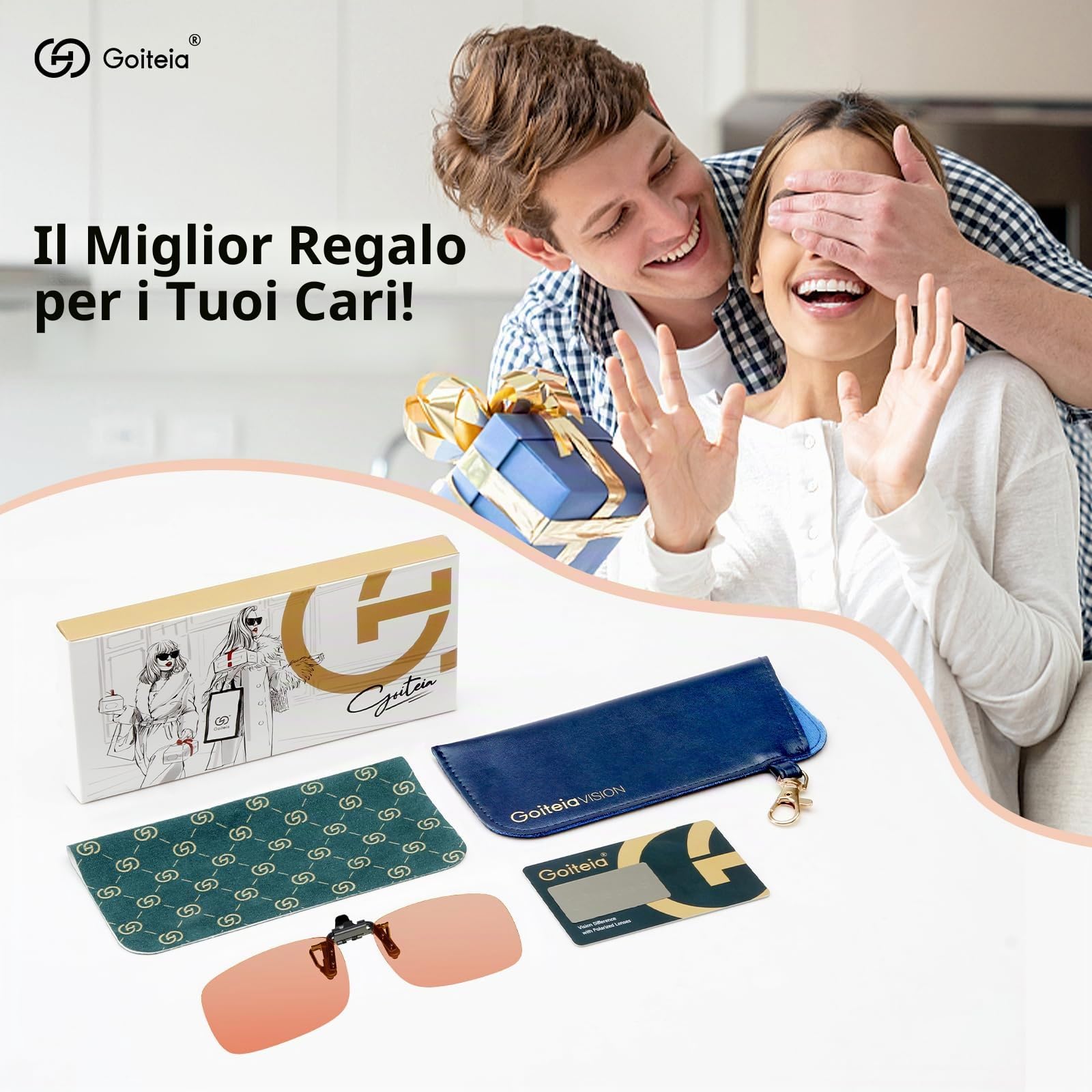 Goiteia FL-Rose - Occhiali con clip per emicrania, con clip, per bloccare la luce blu, per affaticamento degli occhi, sensibile alla luce, illuminazione a LED fluorescente/abbagliamento dello schermo