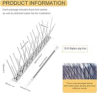 Vista 4 de OFFO - Púas de control de aves con base de acero inoxidable, púas de aves duraderas, púas en forma de flecha para palomas, kit de valla