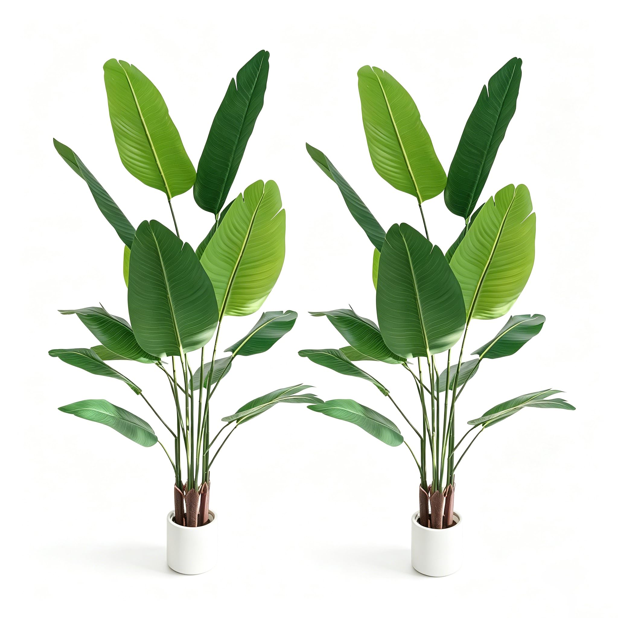 2 Pack Artificial Bird of Paradise Plant 4.6 ft Tall Faux Banana Leaf Tree