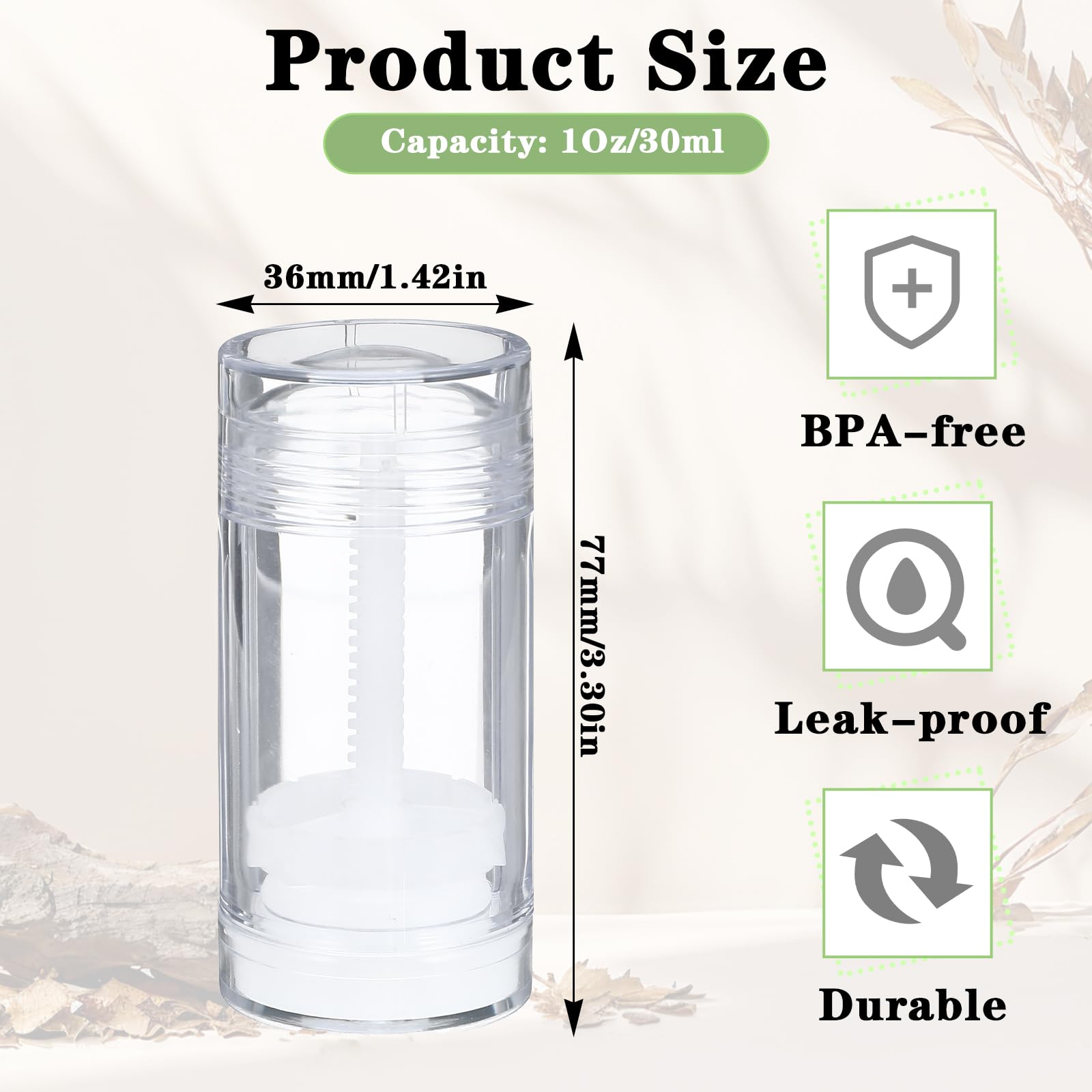 30 contenitori vuoti per deodoranti, in plastica, ricaricabili, per burrocacao fai da te, rossetto, pastelli (30 ml, trasparente)