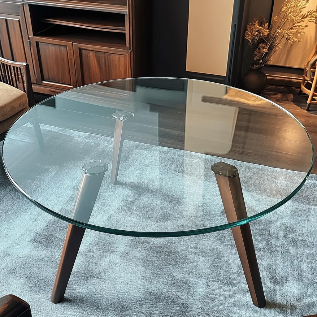 SZG 18" Inch Round Glass Table Top 1/4" Thick Tempered Flat Polished (18 in)