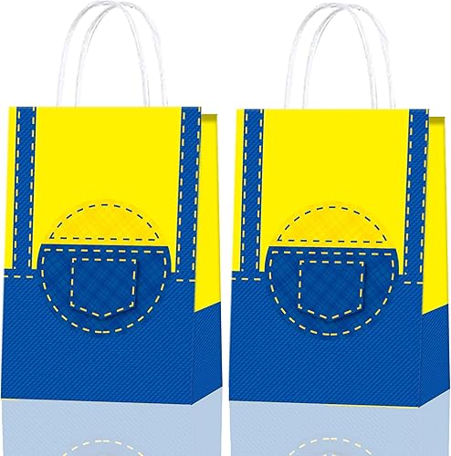 Nuwontun 16 bolsas amarillas de regalo de dibujos animados, decoración de fiesta de cumpleaños de dibujos animados amarillos