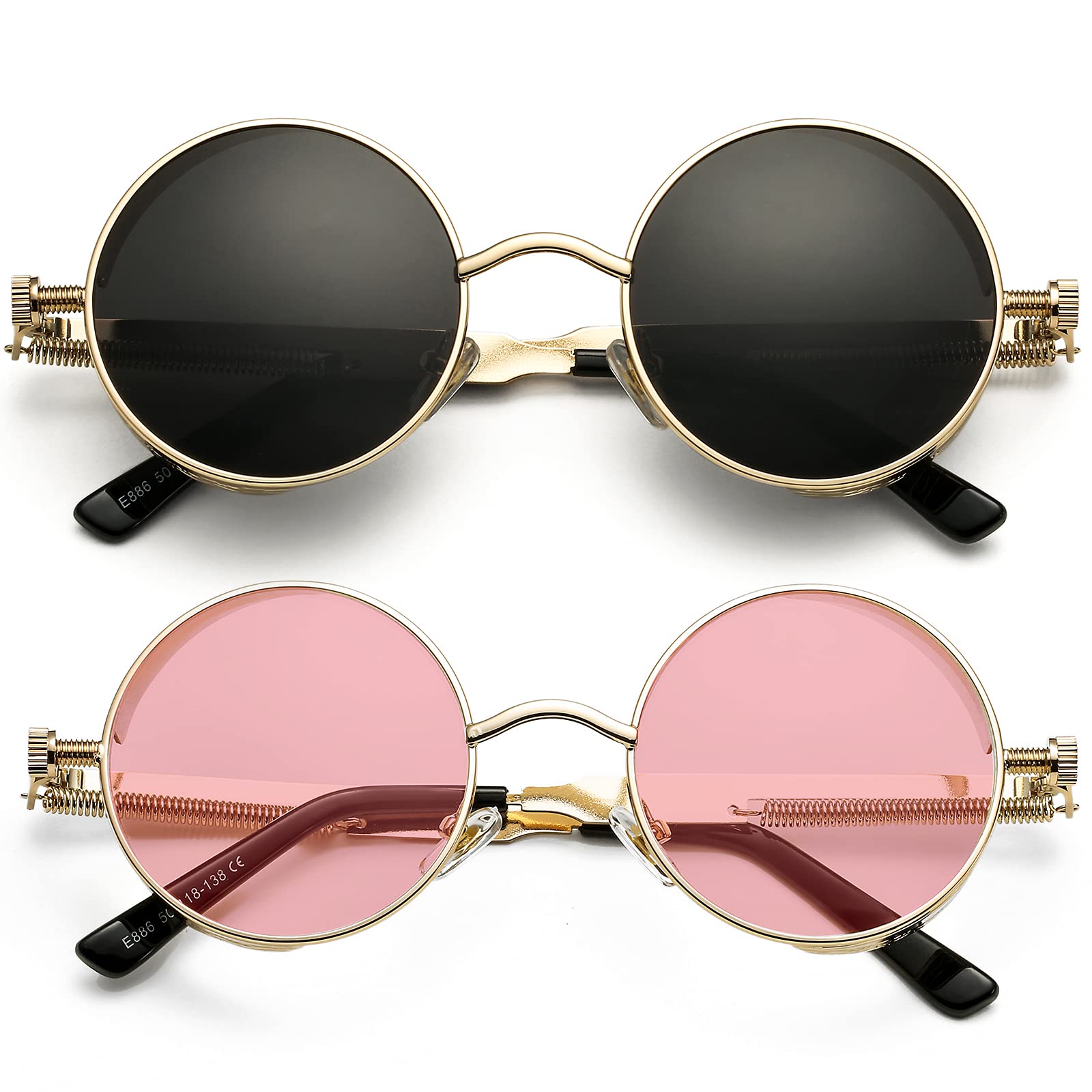 Circle Sunglasses AIEYEZO Tony Stark Sunglasses Vintage Square Metal ...