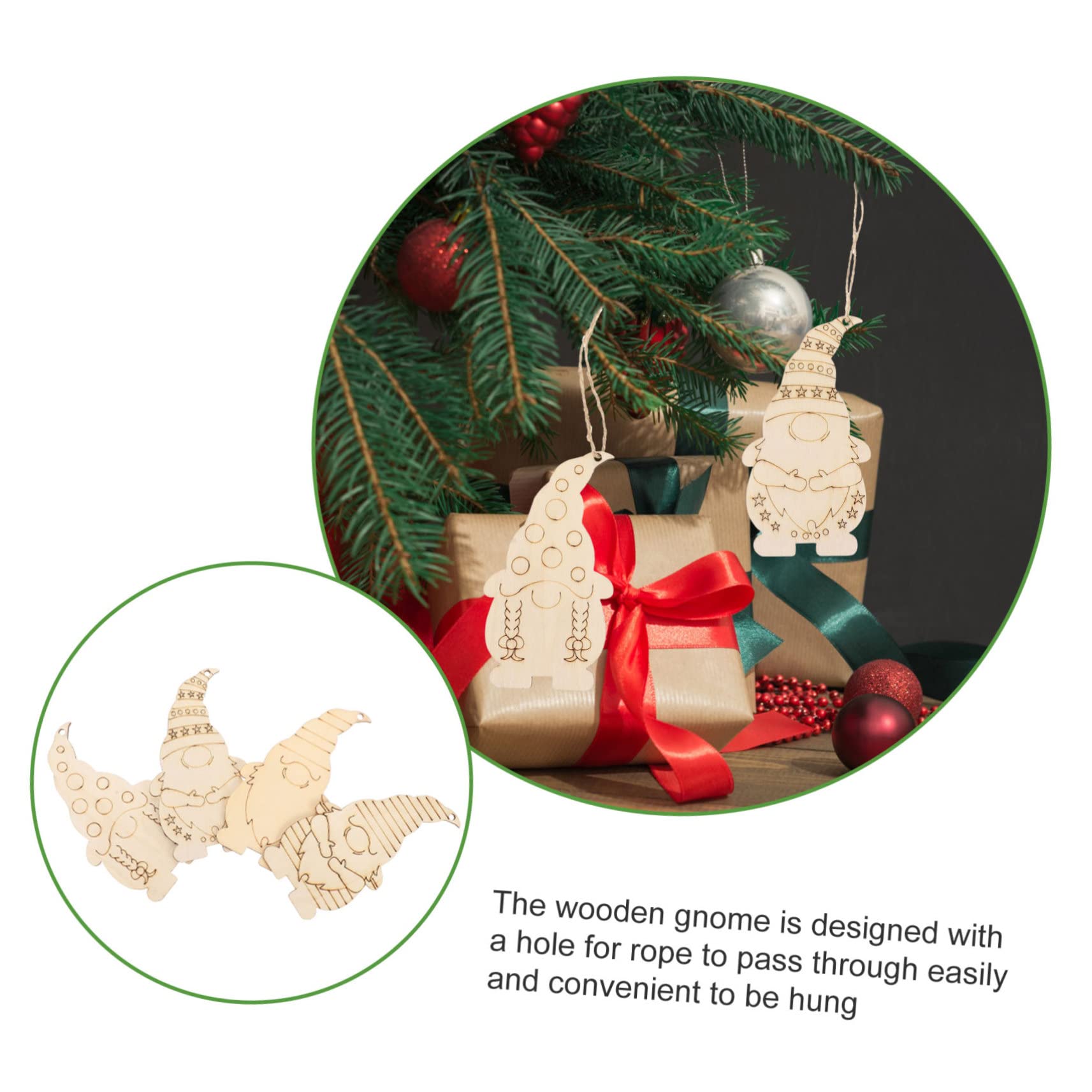 Set 40 Pezzi Decorazioni Natale Gnomi Legno in Materiale Sintetico Finitura Liscia e Lavoro Fine, per Pittura Fai da Te e Decorazione Casa