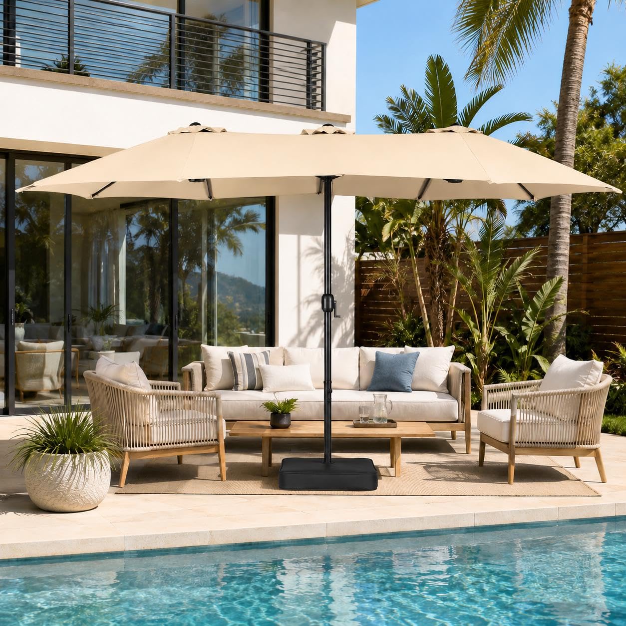 15 ft triple vent patio umbrella Amazon.com : Yaheetech 15 ft Triple-size Patio Umbrella w/Base Included -  Market Extra-Large Double Sided Umbrella