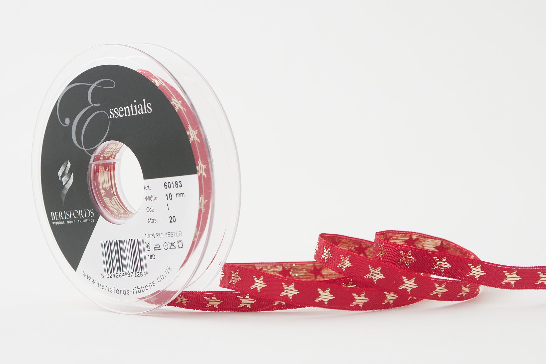 Berisfords Ribbon, Red/Gold, 10 mm
