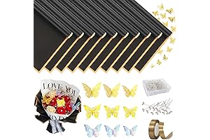 20 Sheets Flower Wrapping Paper with 3D Butterflies and Diamond Pins