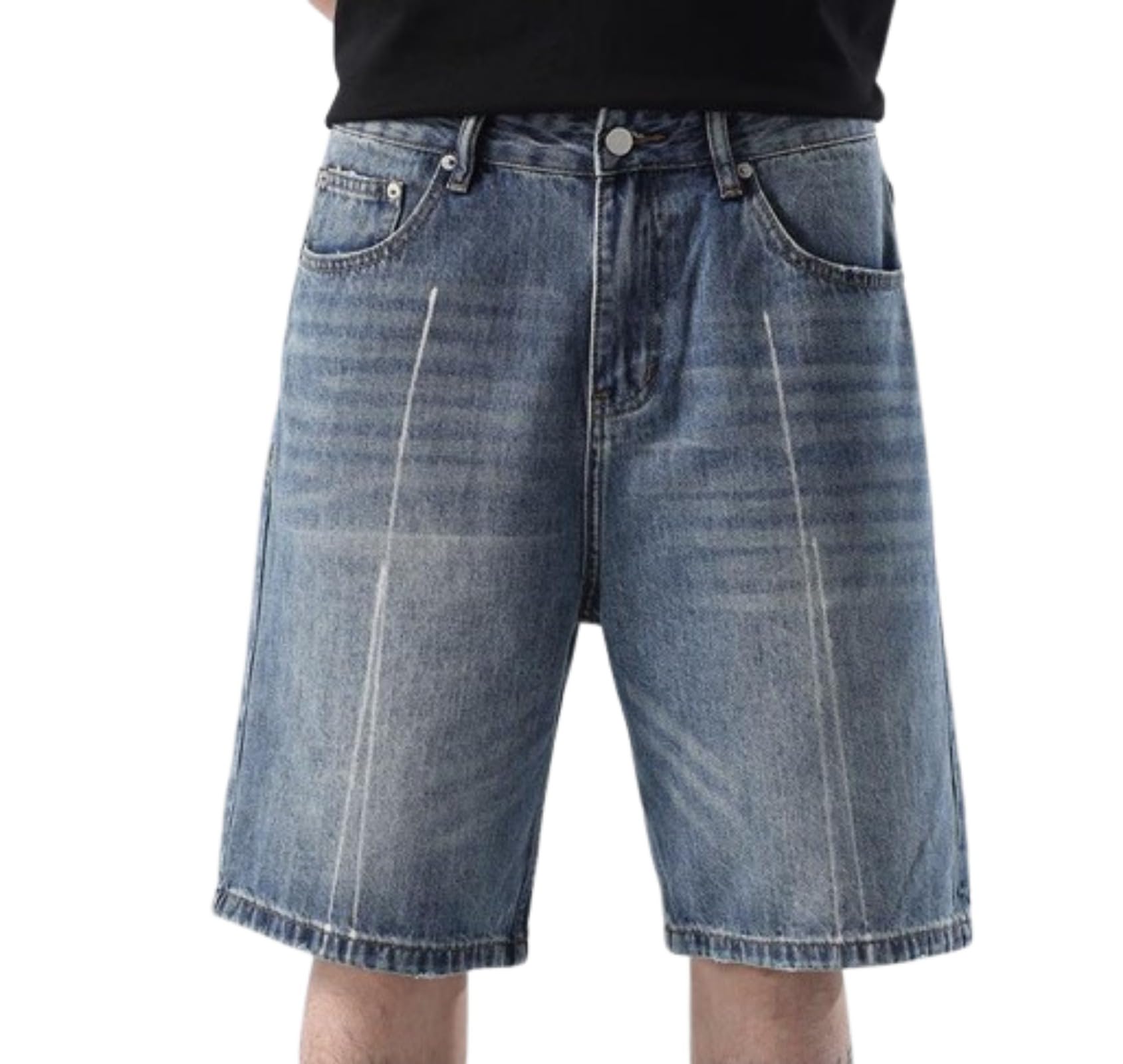 CUTEGAL Jorts Mens Denim Shorts Baggy Jorts Mid Waist Stretchy
