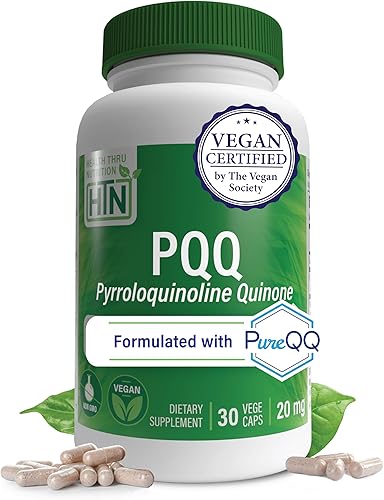 Health Thru Nutrition PQQ 20 mg 30 porciones de pirroloquinolina quinona como PureQQ  Promueve la biogénesis mitocondrial  Certificado vegano