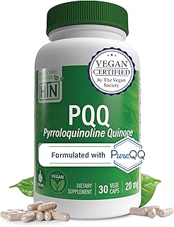 PQQ 20mg 30 Servings Pyrroloquinoline Quinone as PureQQ | Promotes Mitochondrial Biogenesis | Certified Vegan | Non-GMO Gluten Soy Free Capsules| Clean Label PQQ Supplement