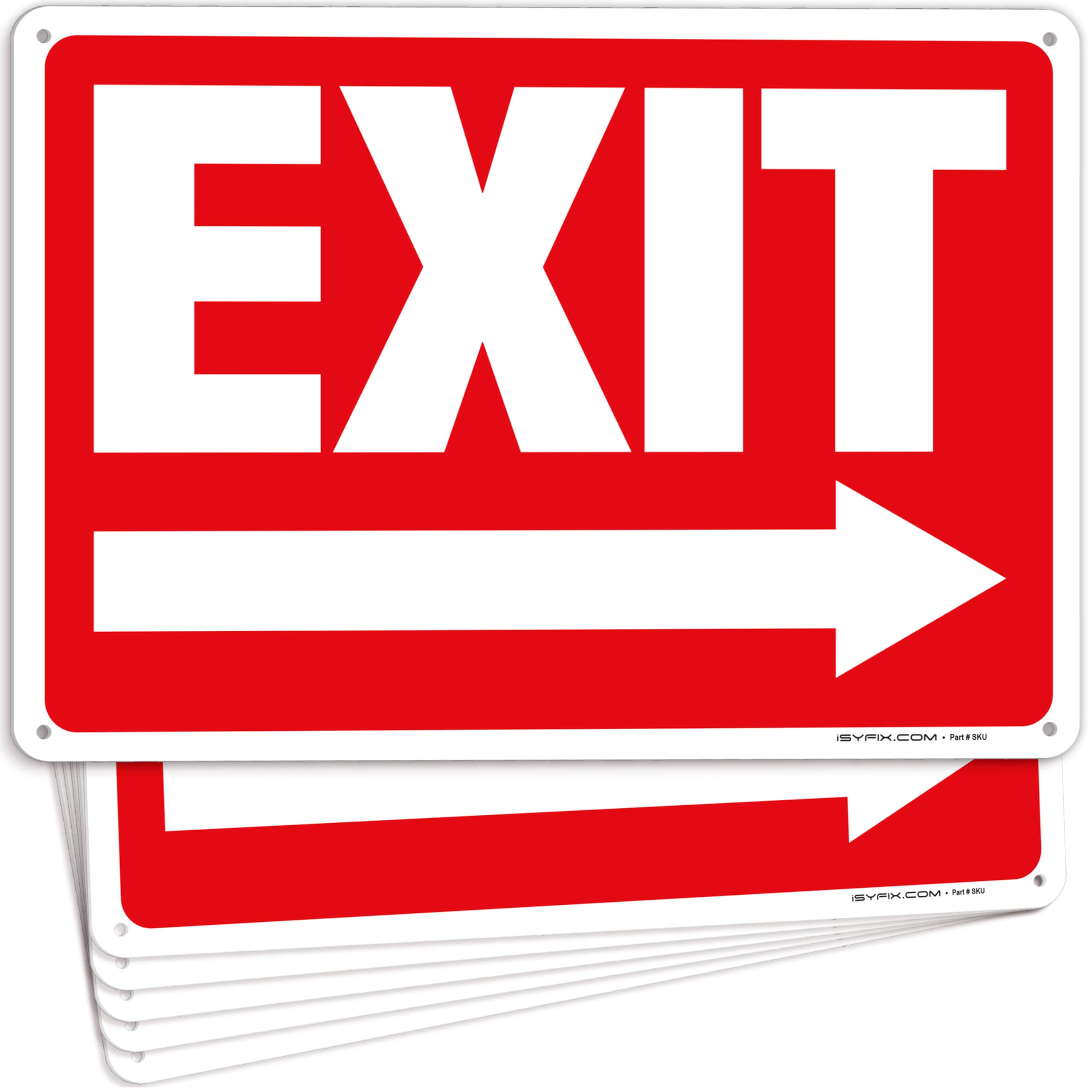 iSYFIX Exit Signs - 6 Pack 10x7 Inch Directional Right Arrow Signs, 40 mil Polystyrene Plastic, UV Laminated, Scratch & Fade Resistant, Waterproof -