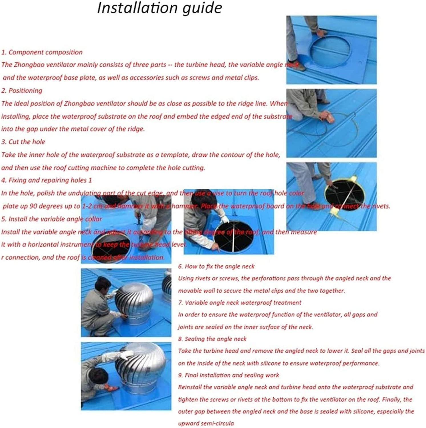 Para campana giratoria de acero inoxidable para tubos de chimenea