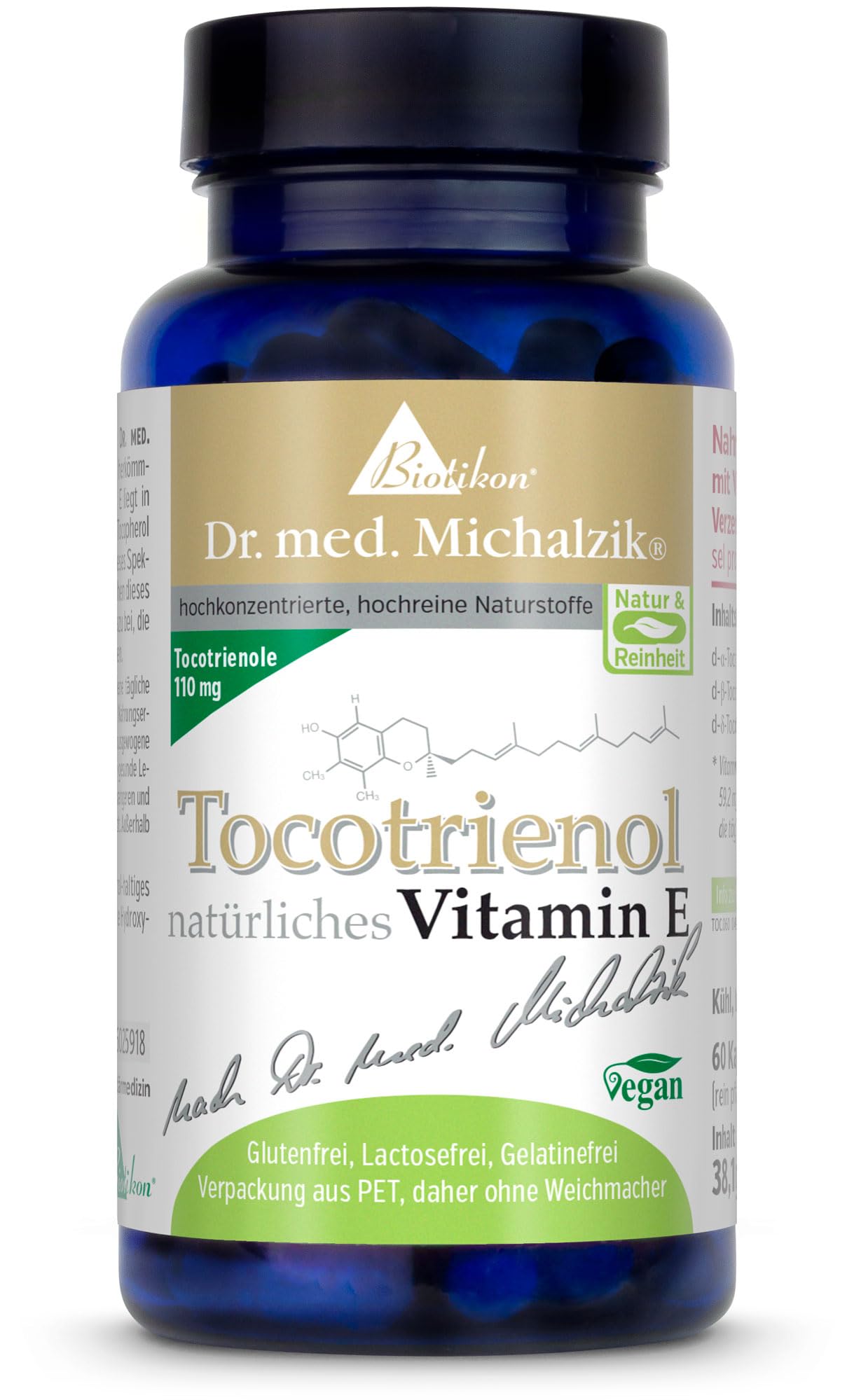Tocotrienol natürliches Vitamin E Dr. med. Michalzik - Tocotrienol [110 mg] + Gamma-Toc. [52,5 mg] + Delta-Toc. [16 mg] - ohne Zusatzstoffe - von BIOTIKON®