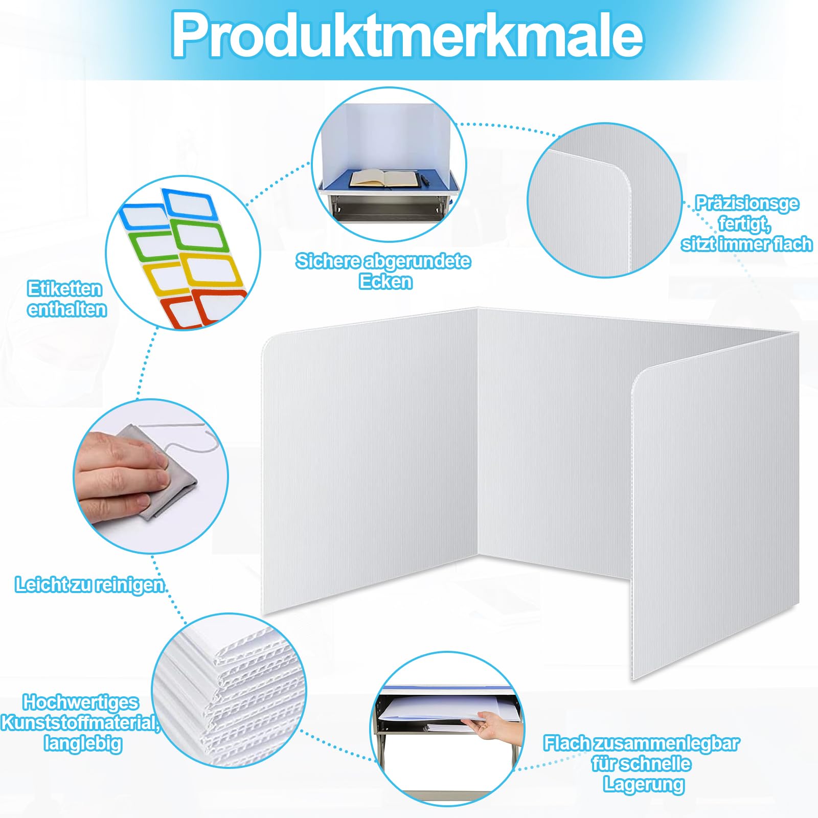 4 Stück Schreibtisch Trennwände - Faltbare Sichtschutzwände 44x34cm Für Schule & Büro