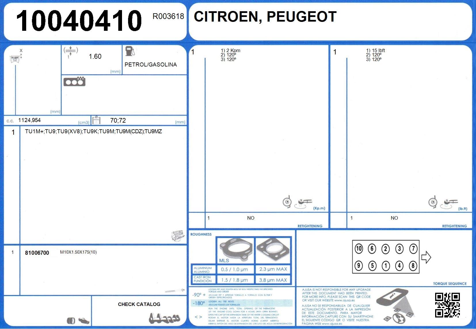 AJUSA 52032300 Jeu de joints d'étanchéité, culasse de cylindre