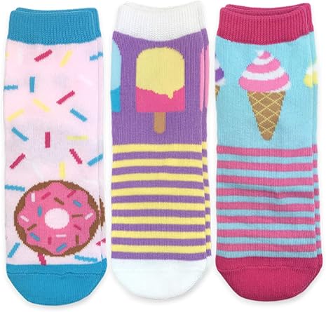Jefferies Socks Girls Donut Popsicle Ice Cream Novelty Crew Socks 3 Pack