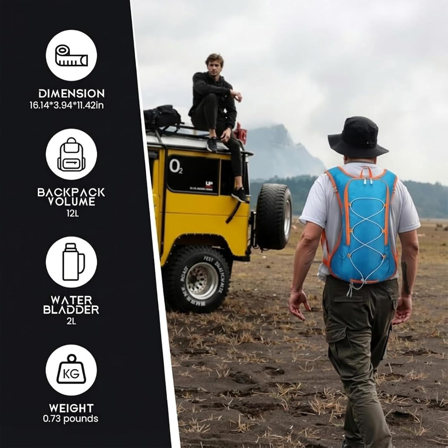 12L Hydration Backpack for Women and Men- Lightweight Hydration Pack with 2L Water Bladder, Water Pack for Hiking,Cycling,Rave and Running, Adjustable Chest Straps and Reflective - Image 3