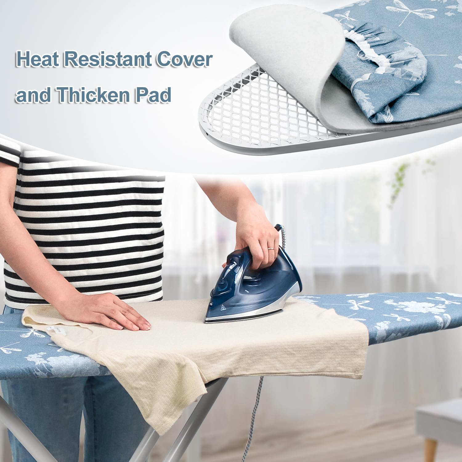 Duwee Planche à Repasser De Table 92 × 34 Cm Avec Housse Résistante à La Chaleur, Pieds Pliants