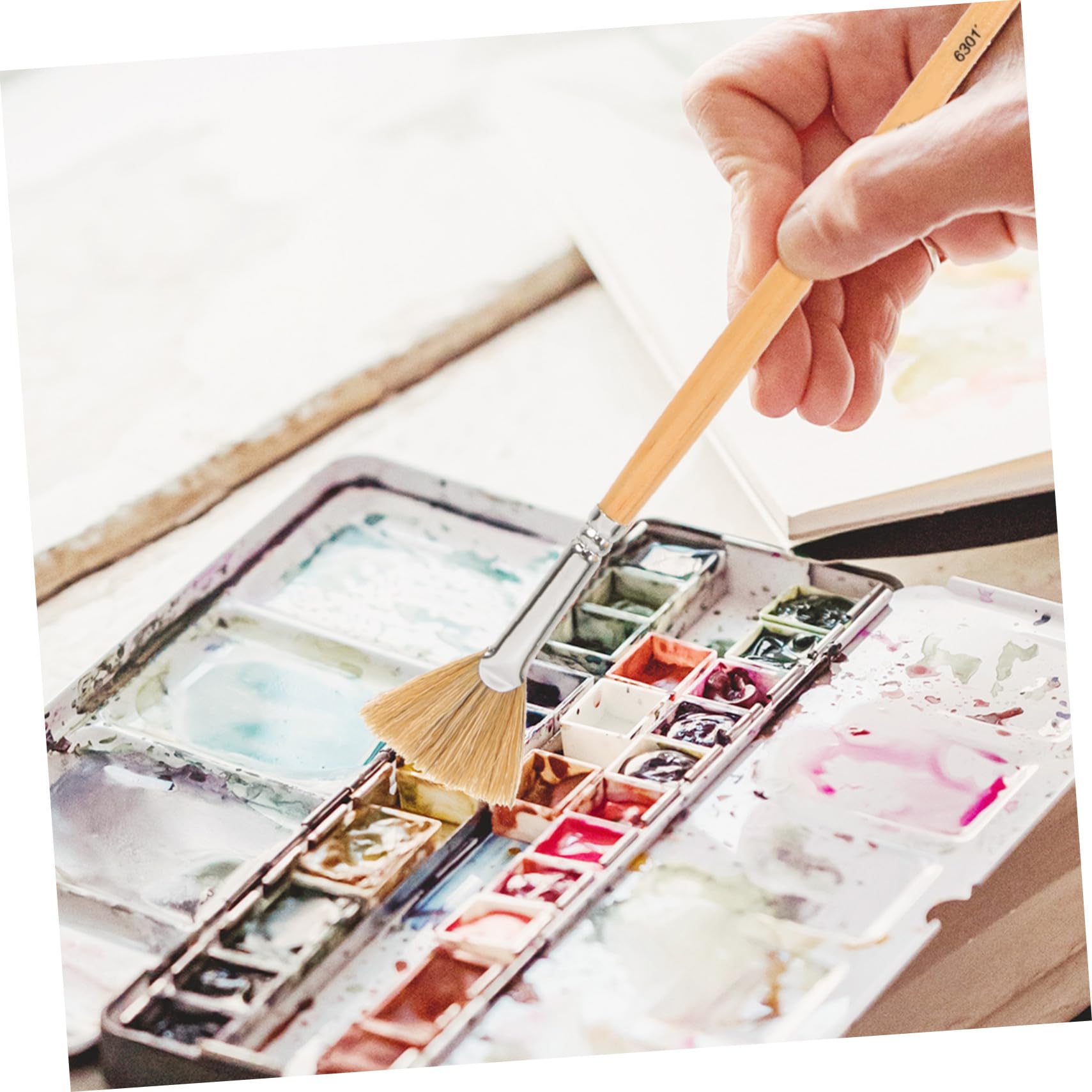 jojofuny 3 Ensembles Pinceaux Éventail Brosse À Peinture Ergonomique pour Aquarelle Et Huile Facile À Nettoyer Convient Aux Artistes Et Étudiants 6 Pièces * 3