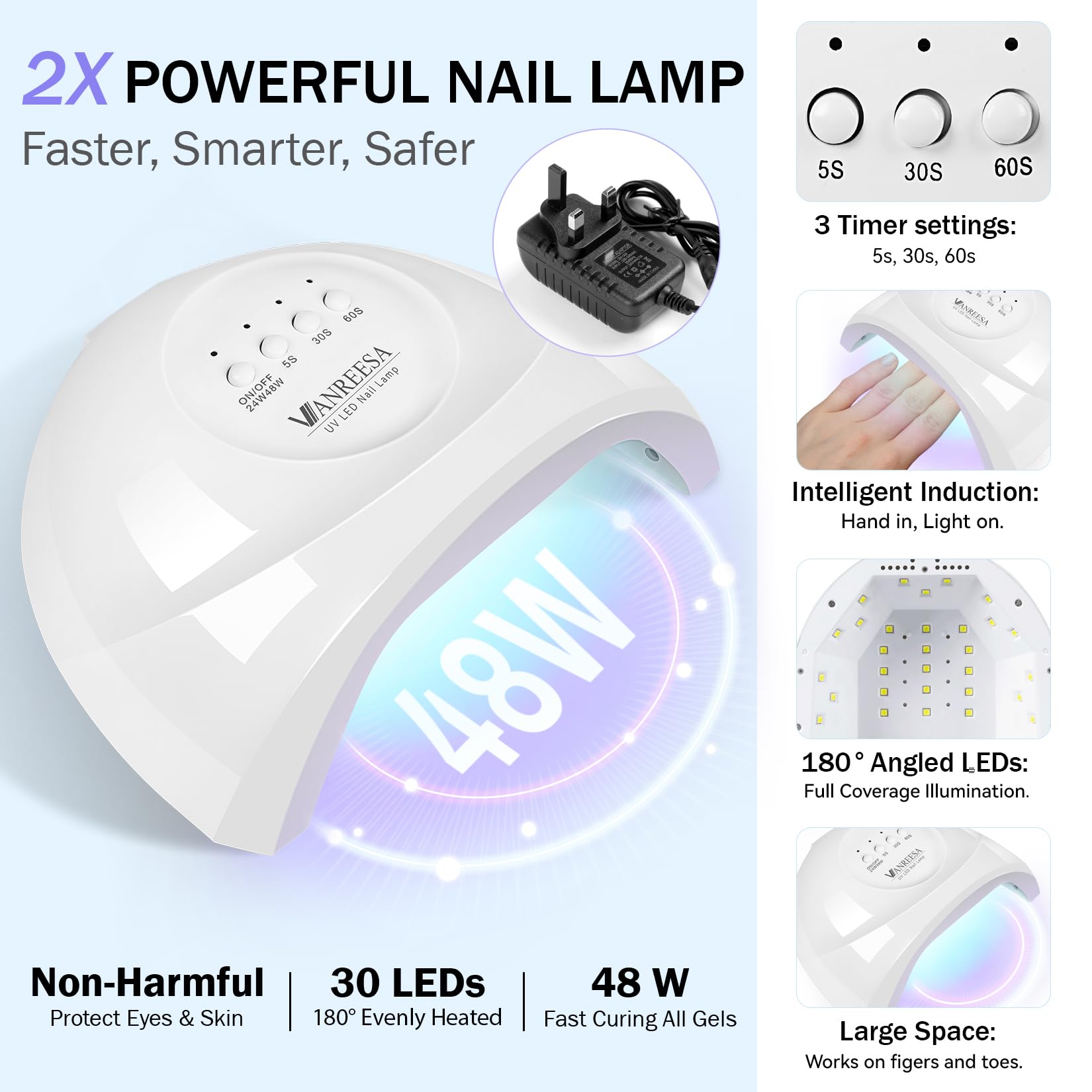 VANREESA 35+5 Gel Nail Polish Set including Drill and Lamp Pastel Gel Polish Nail Kit Spring Summer Colours Gel Nail Kit Complete Manicure Tools Gifts for Women - Image 4
