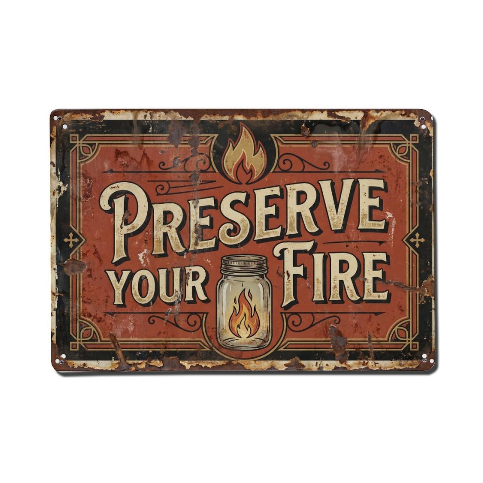 Preserve Your Fire Keep Retro Motivational Slogans Vintage Metal Tin Sign Wall Decor for Cafe, Club, Garden Metal Poster 8x12Inch