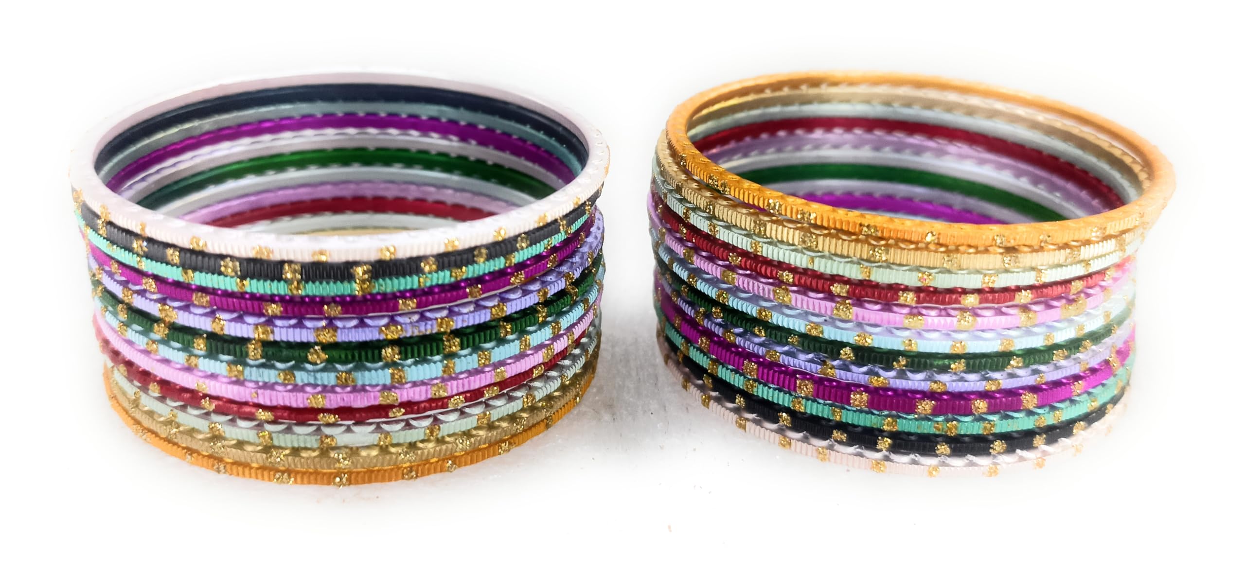 SBS Multicolor Zari Dots(12colors) Metal Bangles set for Girl Child (24 bangles/ 12 colors, 1-2 year old (45 mm diameter)) 4
