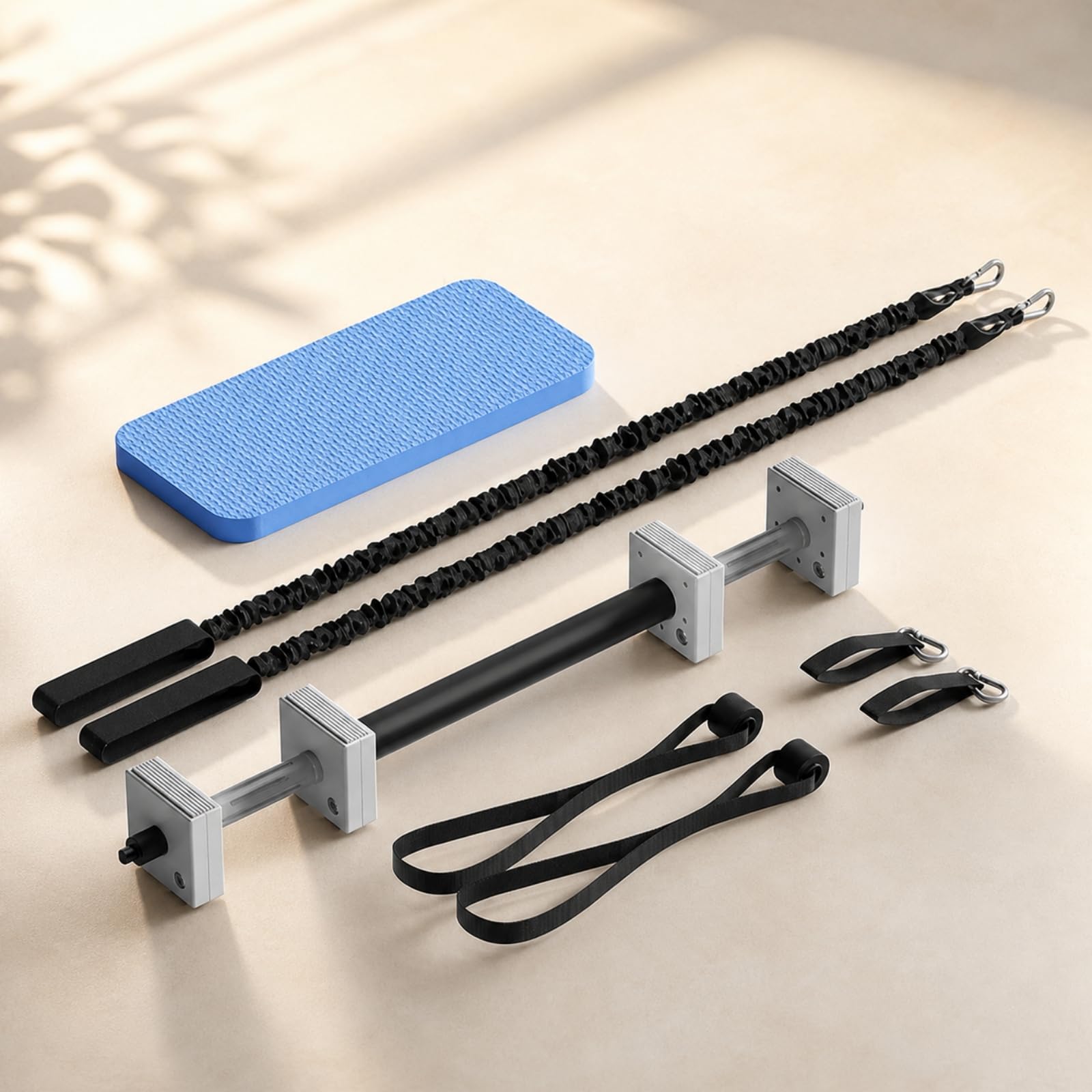 Set Fitness con Accessori Antiscivolo |, da Ginnastica con Bande Elastiche, Robusto, Attrezzo, per Casa