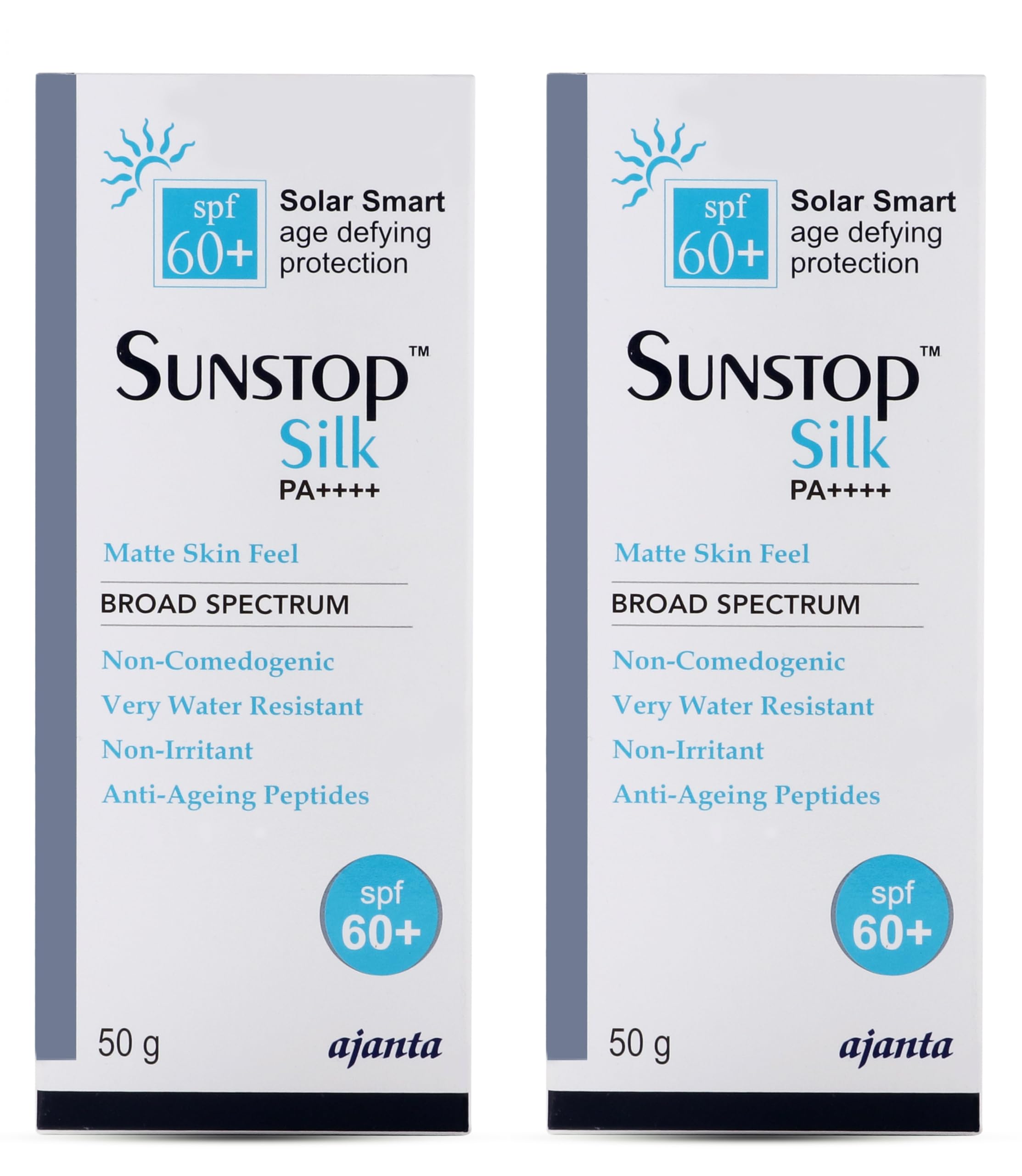 SUNSTOP Silk Cream SPF - Solar Smart Age-Defying Sunscreen with 25% Zinc Oxide, Vitamin E & Copper Tripeptide - Matte Finish, Hypoallergenic - 50gm,Pack of 2-picture-49
