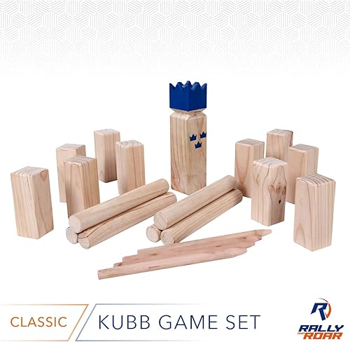 Miniatura 12 de Kubb Yard Juego – Madera de caucho o madera de pino – Juegos familiares divertidos e interactivos al aire libre – Bloques duraderos con bolsa
